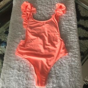Orange one piece swimsuit